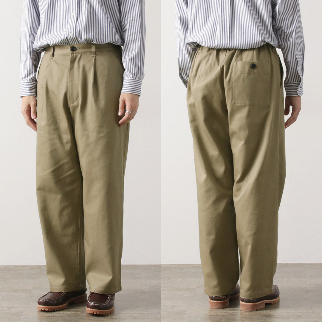 RE MADE IN TOKYO JAPAN / Cotton hard twill tuck wide pants