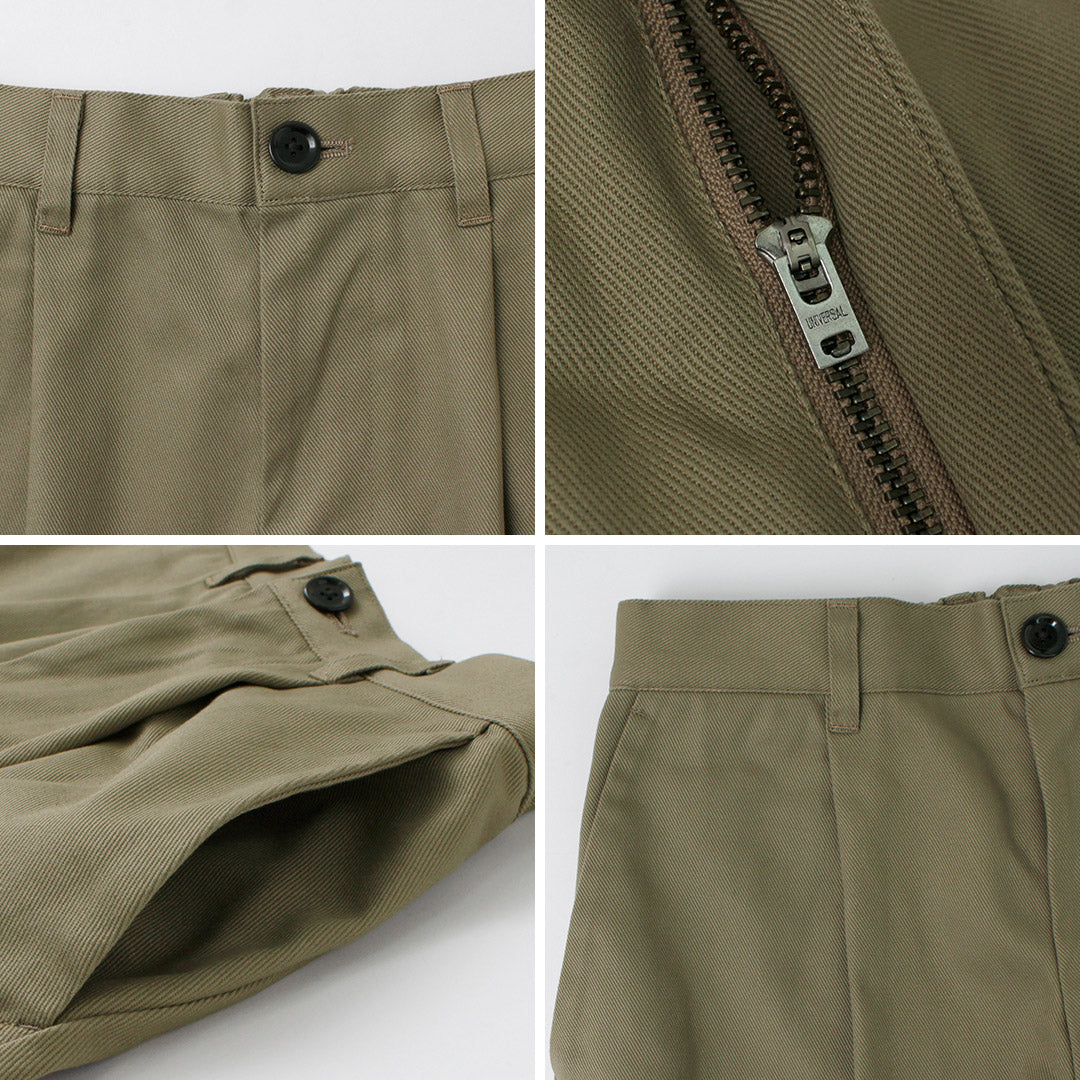 RE MADE IN TOKYO JAPAN / Cotton hard twill tuck wide pants