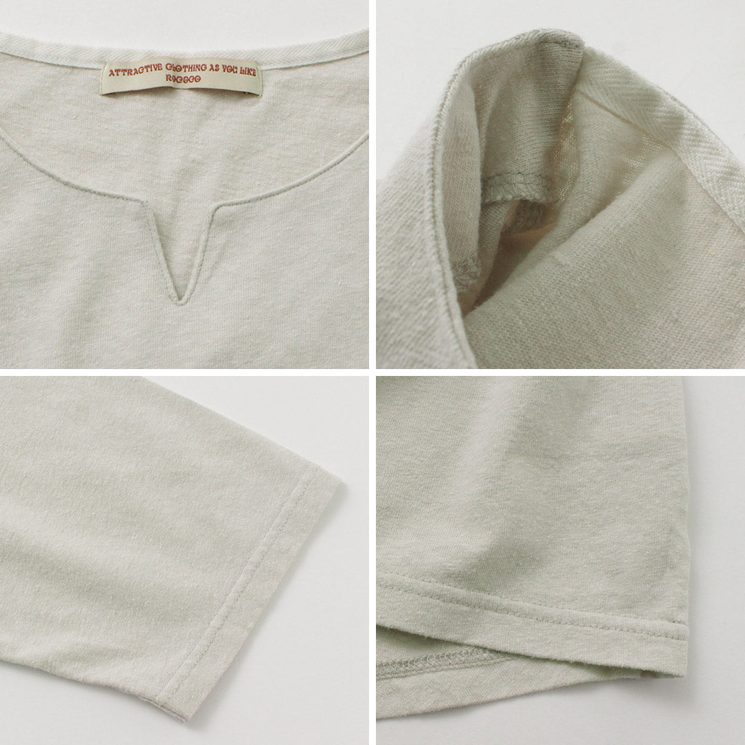 ROCOCO / Linen Cotton Key Neck T-Shirt