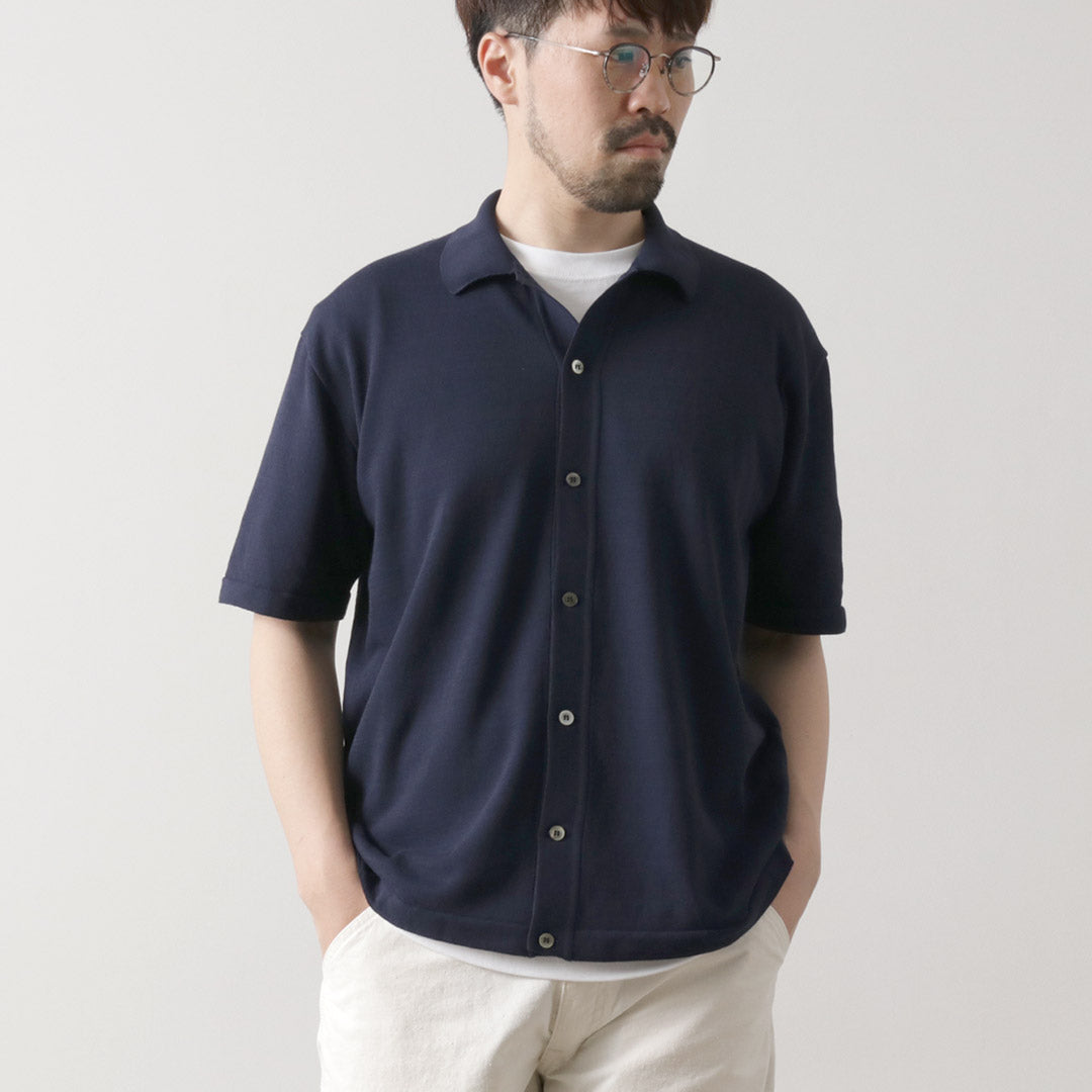 MOONCASTLE / Ice Cotton Knit Open Collar Shirt