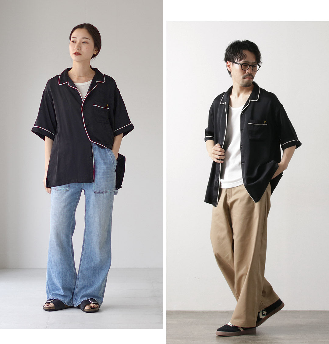 PENDLETON / Piping Embroidery Open Collar Shirt