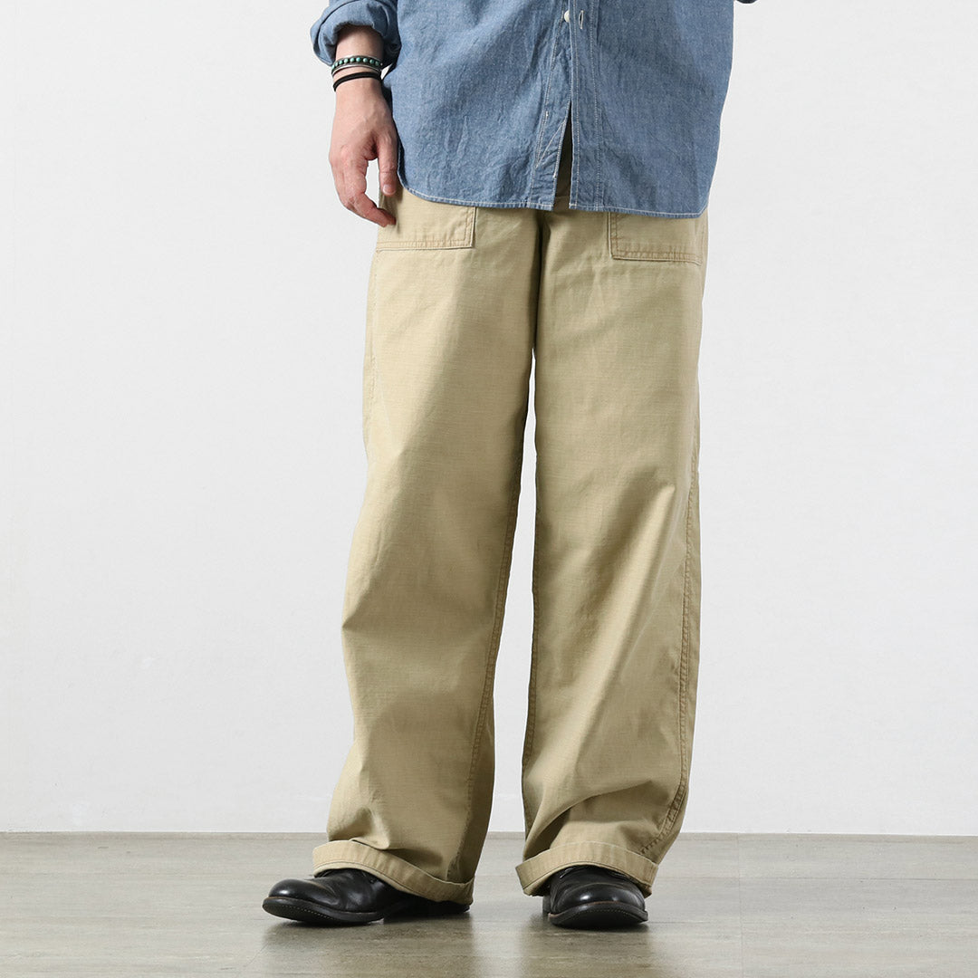 Blue refabric / Wide Baker Pants Sulfur-Dyed Back Satin