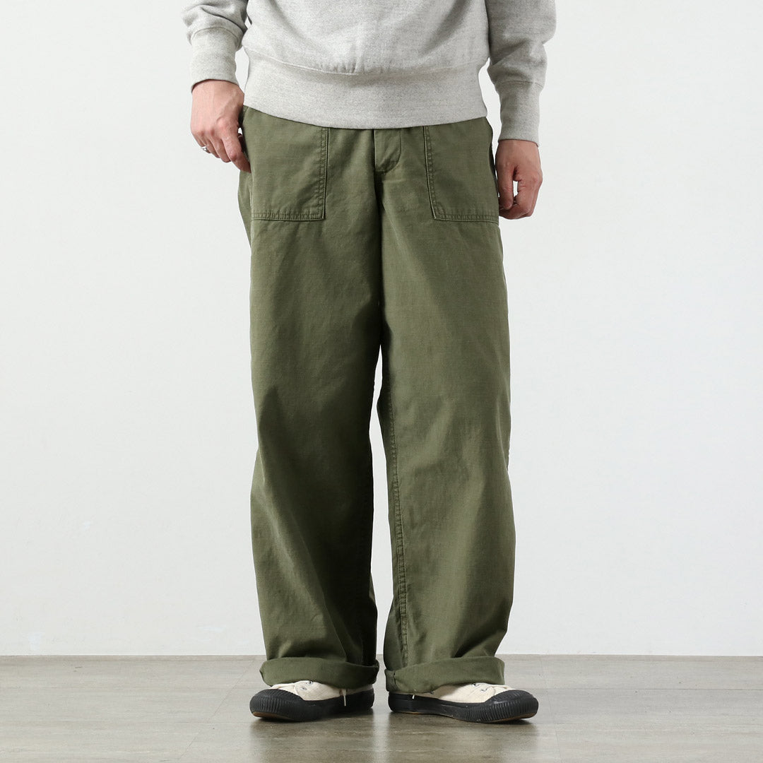 Blue refabric / Wide Baker Pants Sulfur-Dyed Back Satin