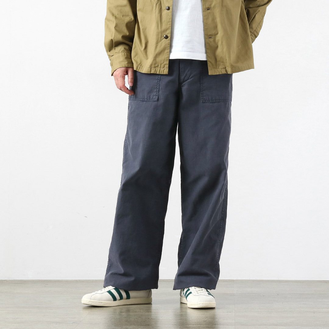 Blue refabric / Wide Baker Pants Sulfur-Dyed Back Satin