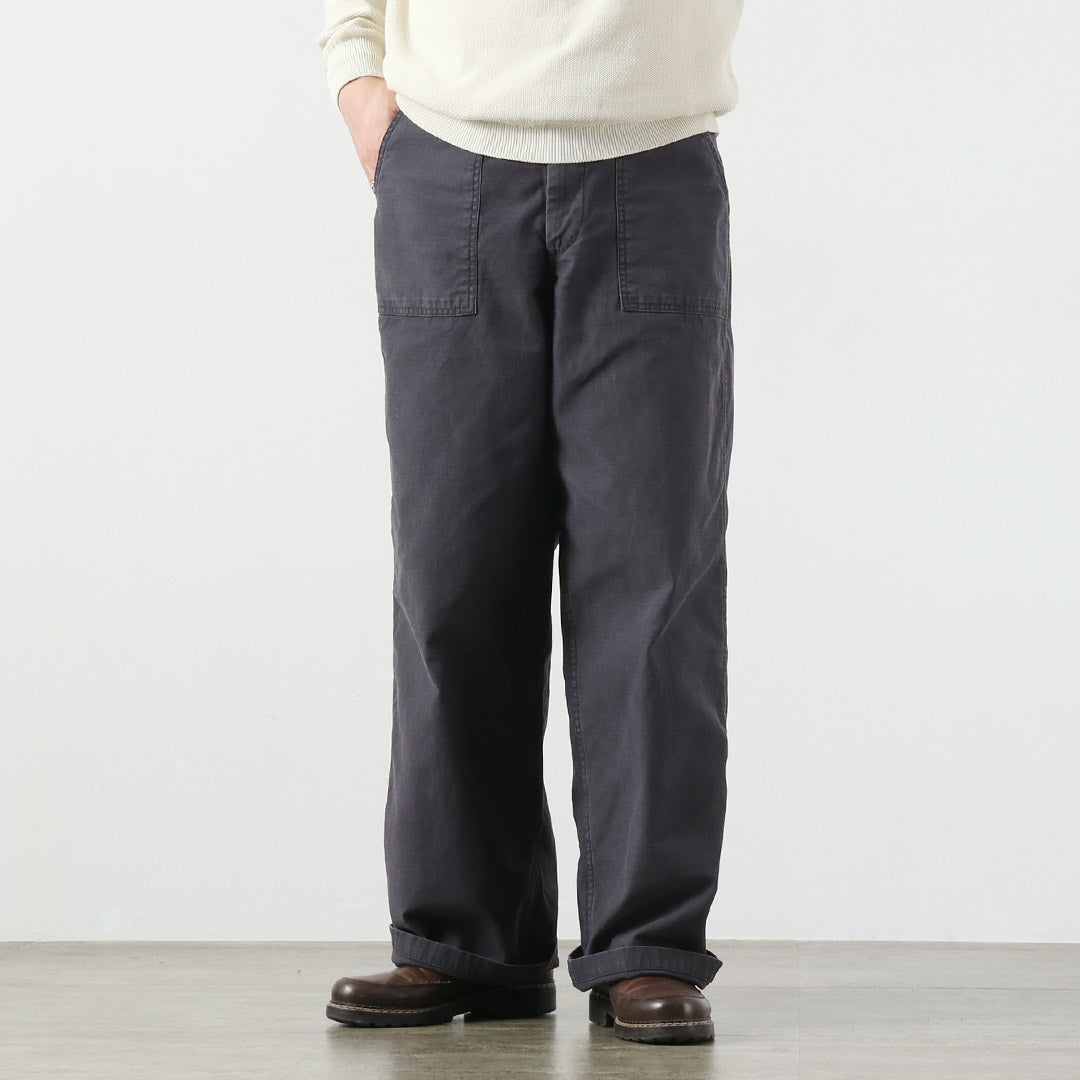 Blue refabric / Wide Baker Pants Sulfur-Dyed Back Satin