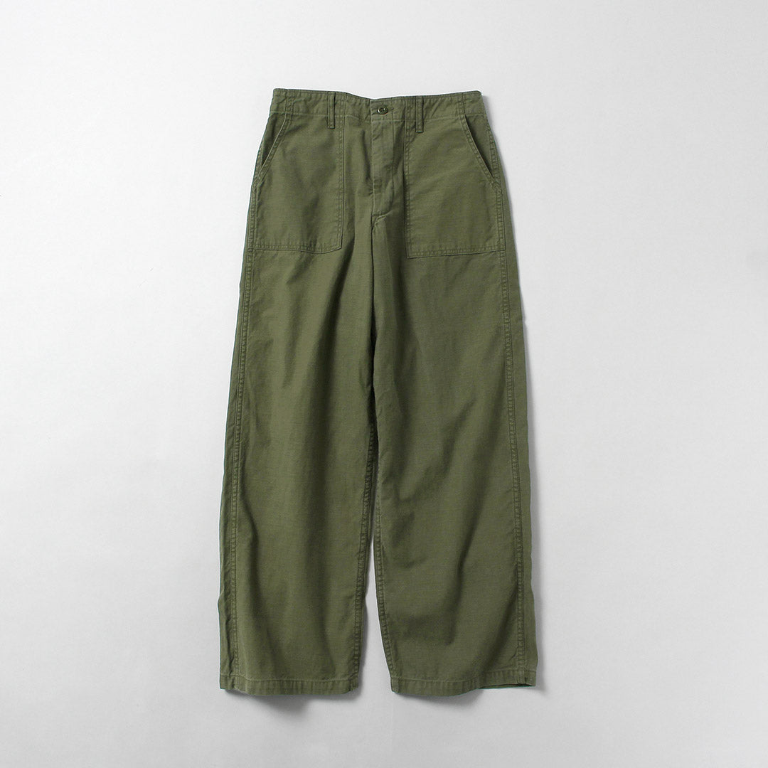 Blue refabric / Wide Baker Pants Sulfur-Dyed Back Satin