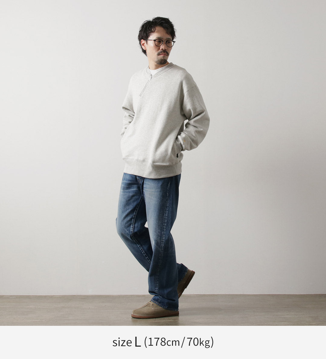 GOHEMP / Half-zip Crew Sweatshirt