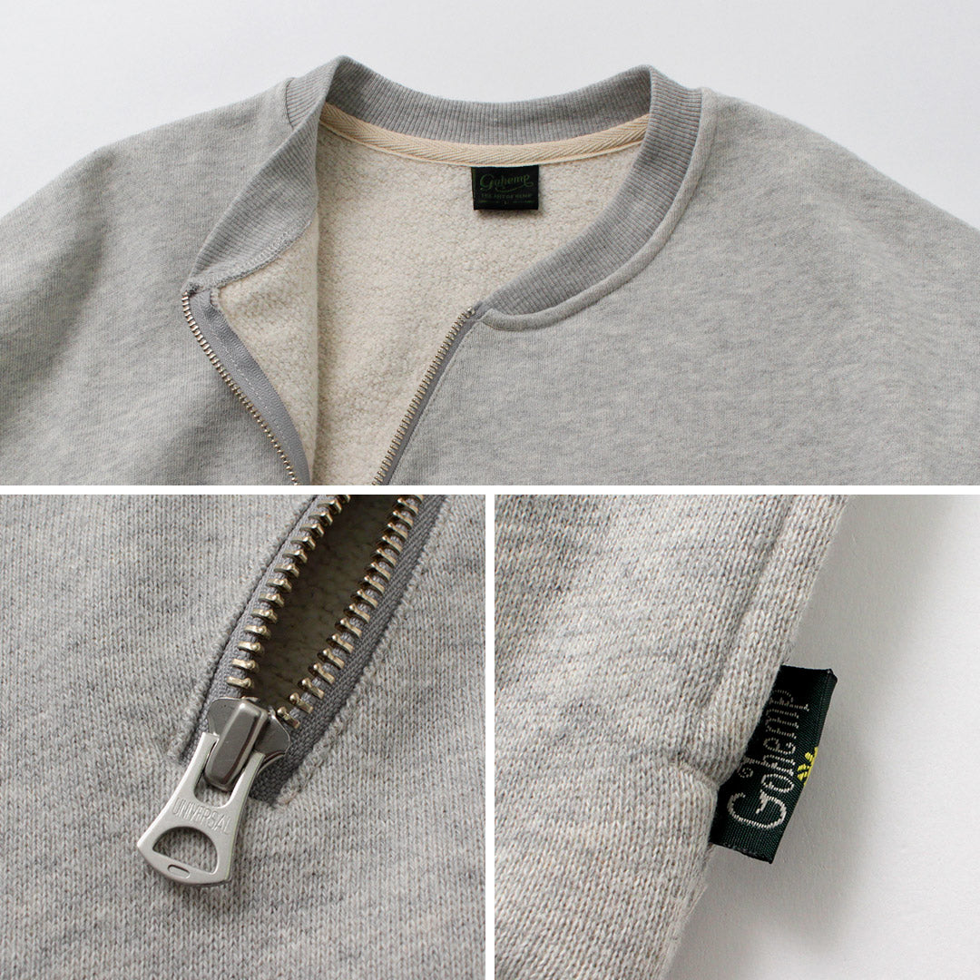 GOHEMP / Half-zip Crew Sweatshirt