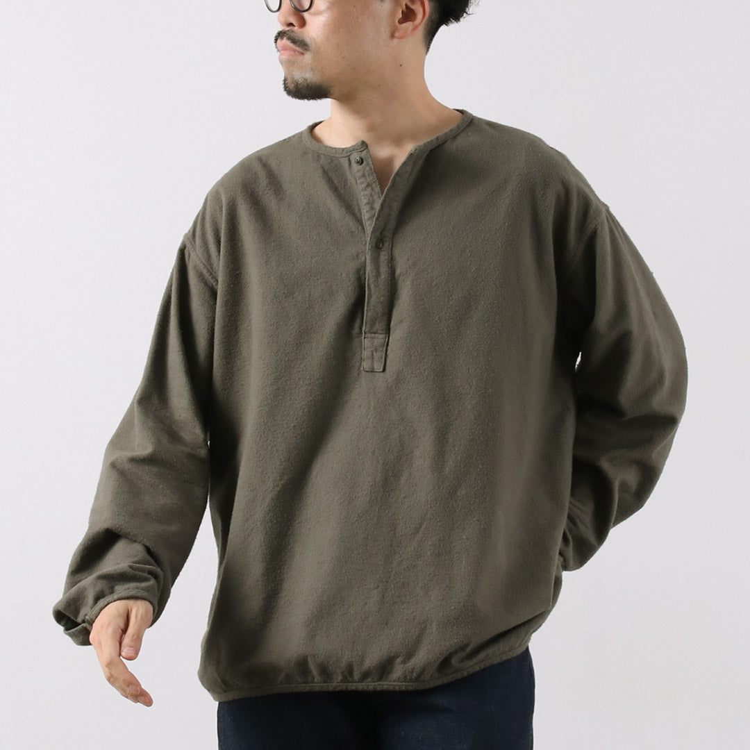 JAPAN BLUE JEANS / Brushed Cotton Flannel Sleeping Henry Neck Pullover RJB3595