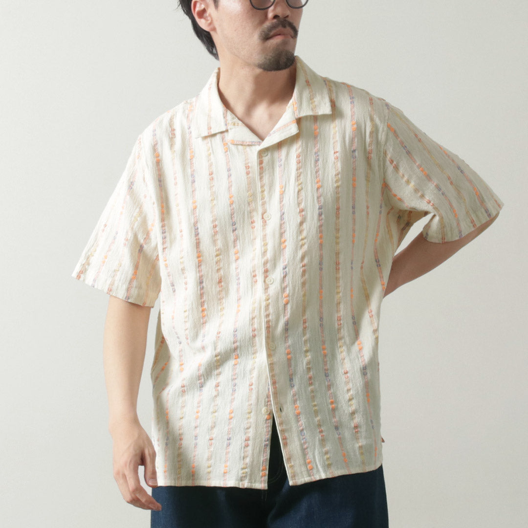 WAX LONDON / Didcot Short Sleeve Shirt Multi Loom Stripe