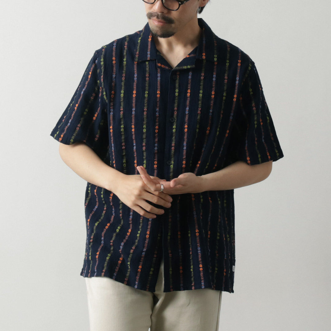 WAX LONDON / Didcot Short Sleeve Shirt Multi Loom Stripe