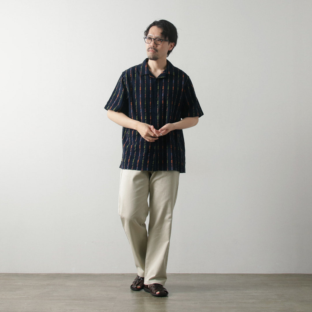 WAX LONDON / Didcot Short Sleeve Shirt Multi Loom Stripe