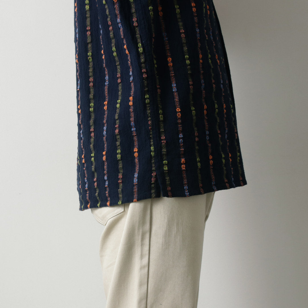 WAX LONDON / Didcot Short Sleeve Shirt Multi Loom Stripe