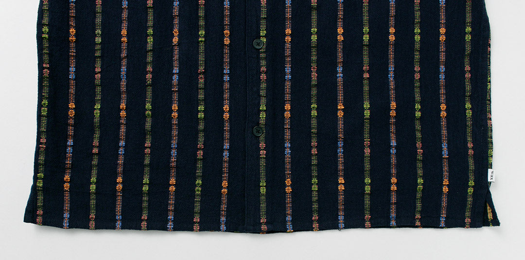 WAX LONDON / Didcot Short Sleeve Shirt Multi Loom Stripe