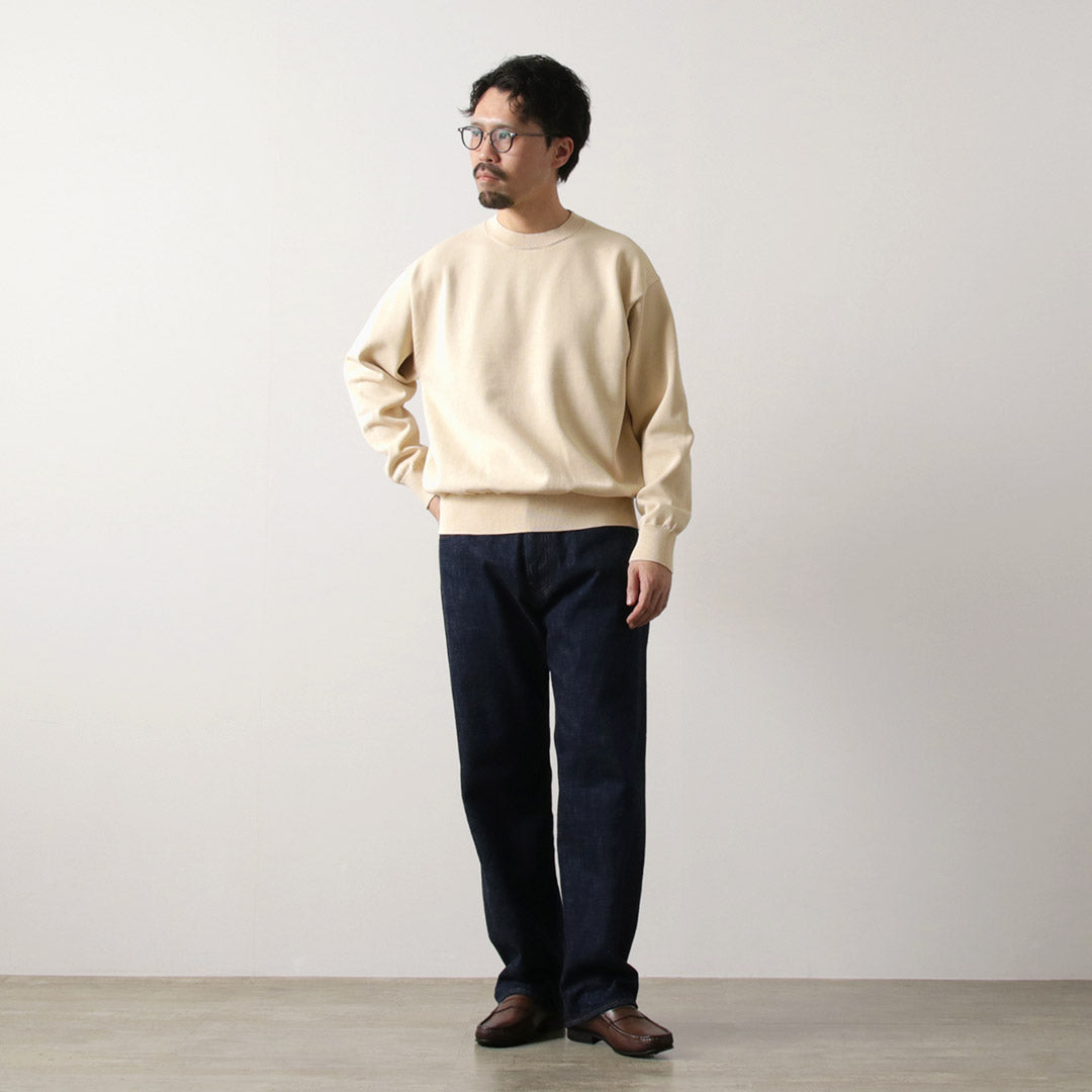 YONETOMI NEW BASIC / Rigid Sea Island Cotton Knit Pullover Crew Neck