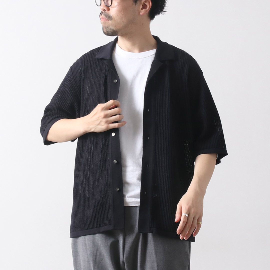 YONETOMI NEW BASIC / Cotton SUKASHI Knit Shirt