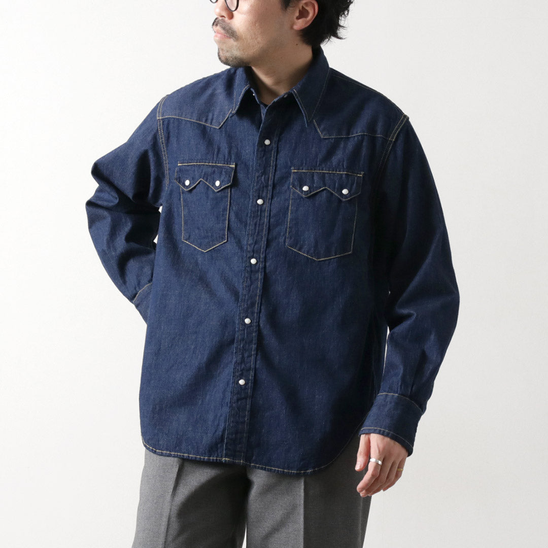 REMI RELIEF / 8.5oz Denim Sawtooth Flap Western Shirt