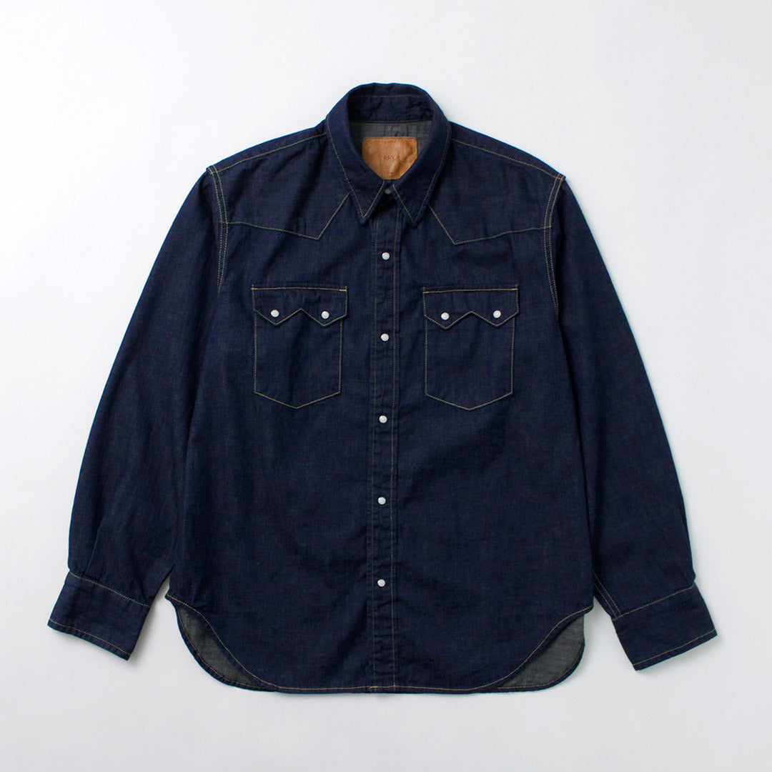 REMI RELIEF / 8.5oz Denim Sawtooth Flap Western Shirt