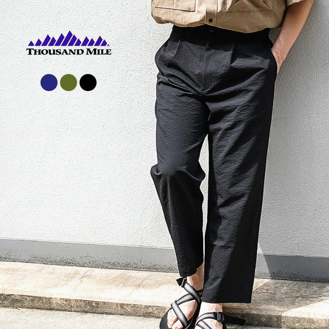 THOUSAND MILE / Seersucker Easy Tuck Trousers