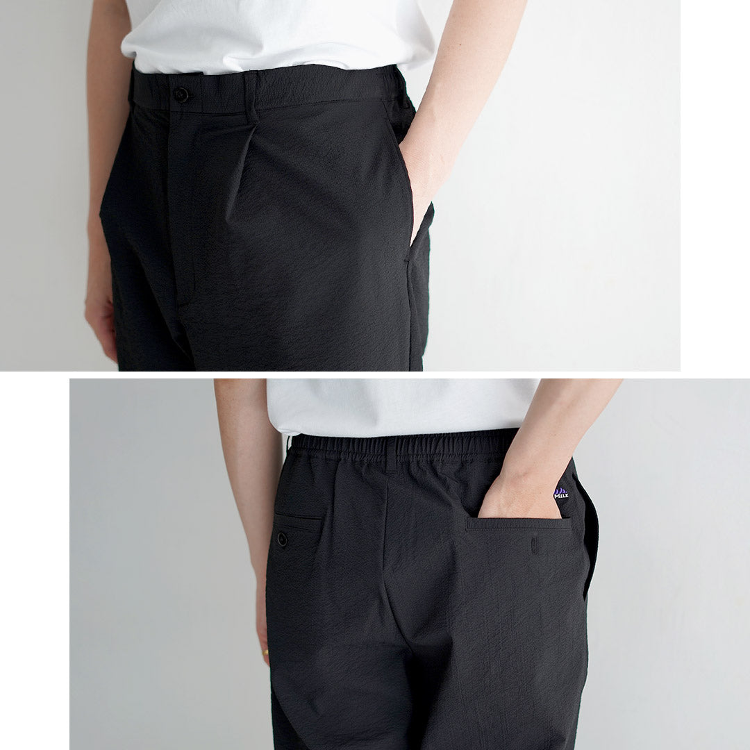 THOUSAND MILE / Seersucker Easy Tuck Trousers