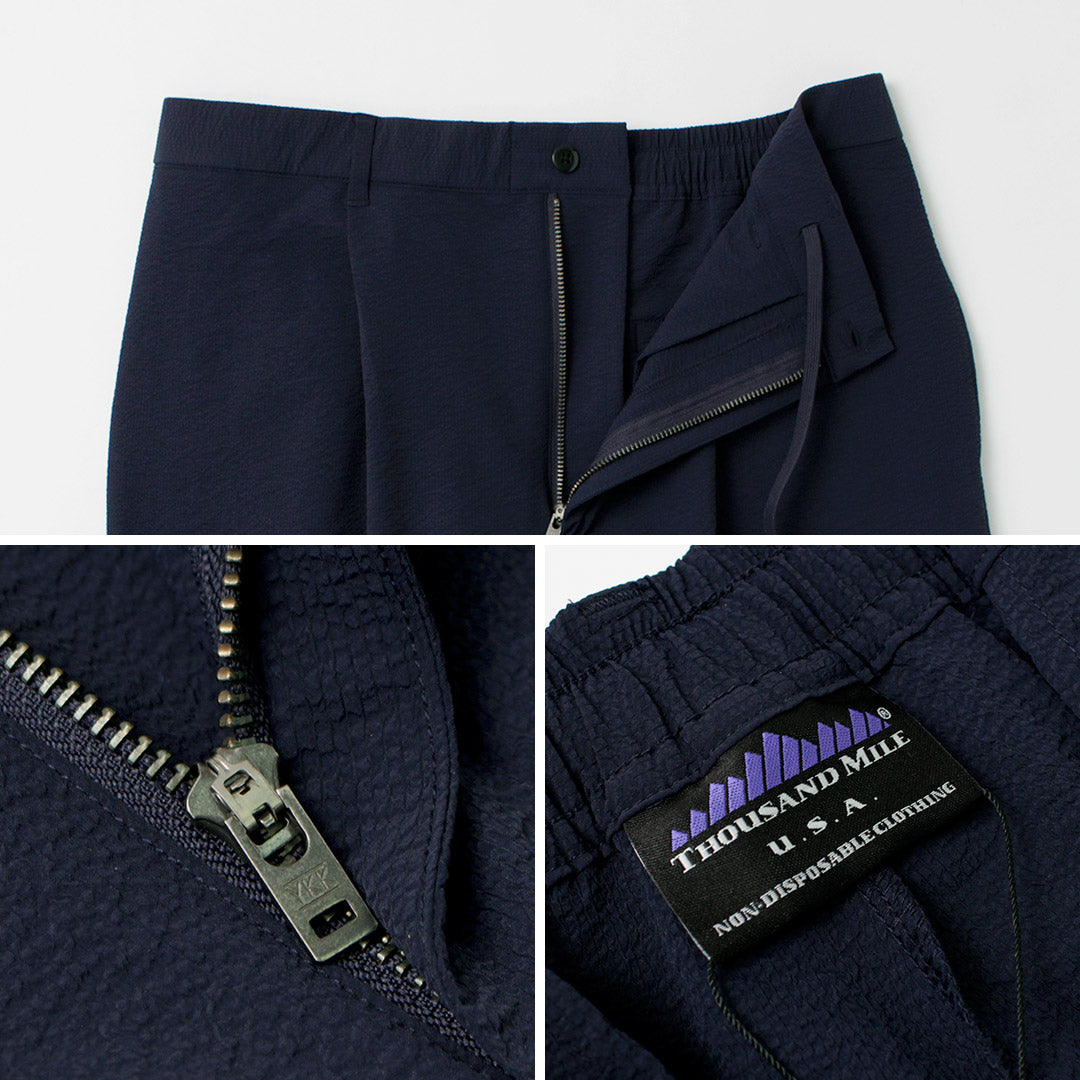 THOUSAND MILE / Seersucker Easy Tuck Trousers