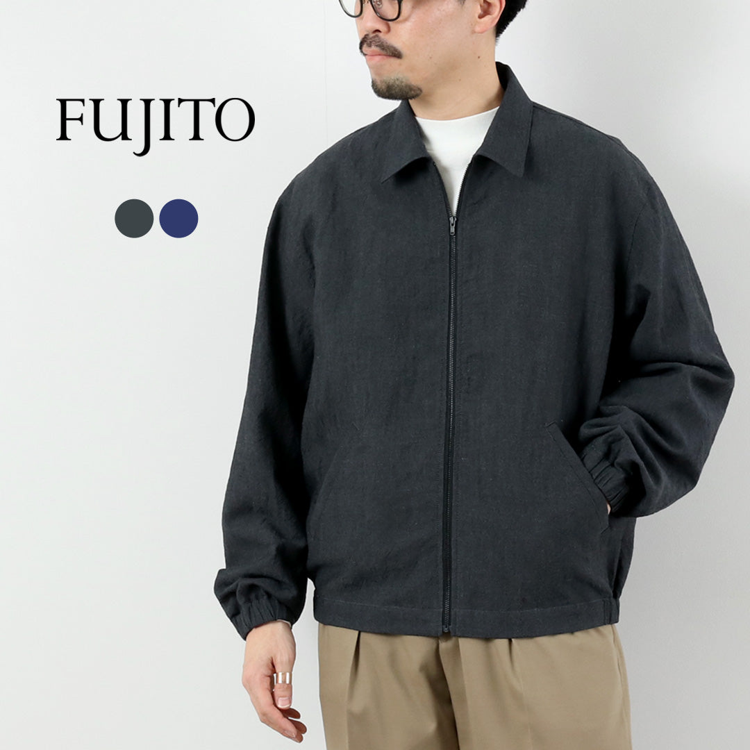 FUJITO / 亞麻羊毛熱帶拉鍊夾克衫