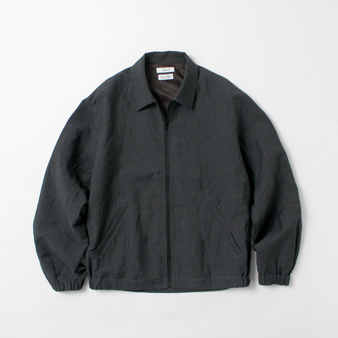 FUJITO / 亞麻羊毛熱帶拉鍊夾克衫