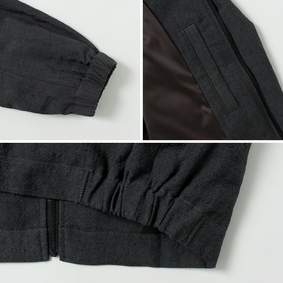 FUJITO / 亞麻羊毛熱帶拉鍊夾克衫