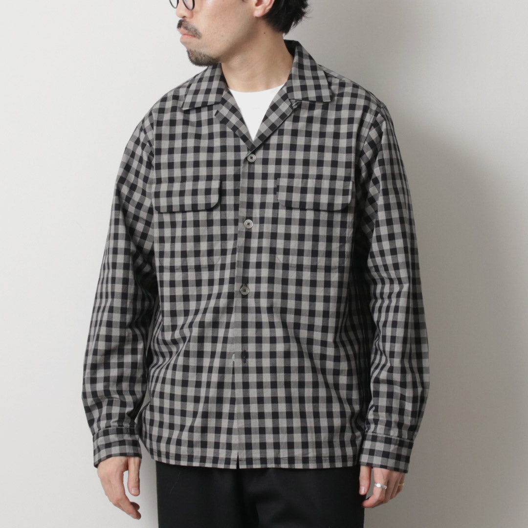 FUJITO / Monotone Plaid Open Collar Shirt