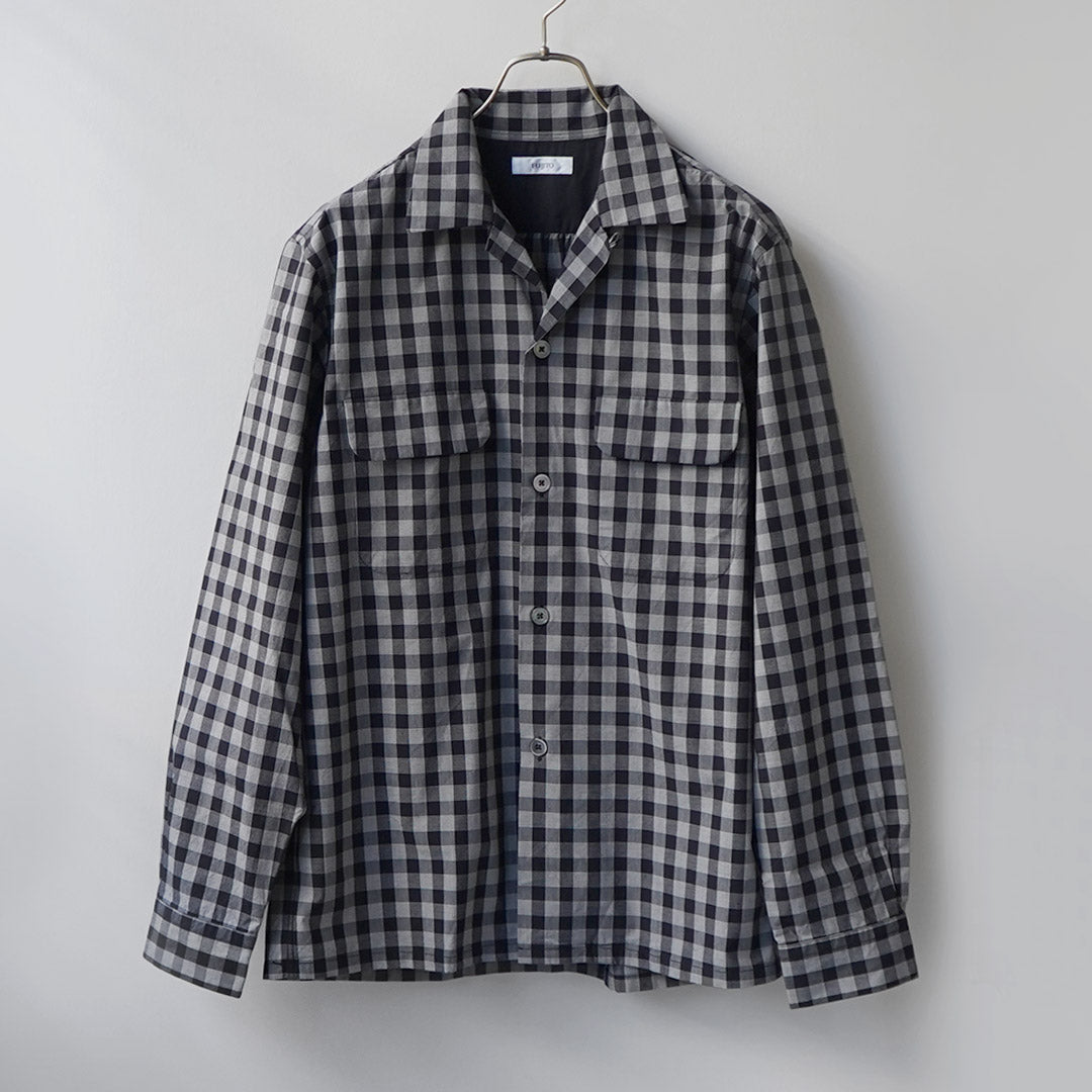 FUJITO / Monotone Plaid Open Collar Shirt