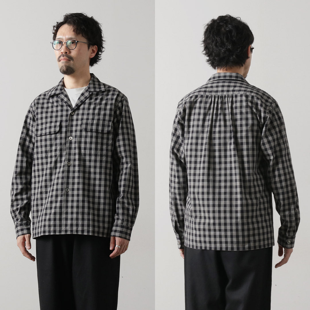 FUJITO / Monotone Plaid Open Collar Shirt