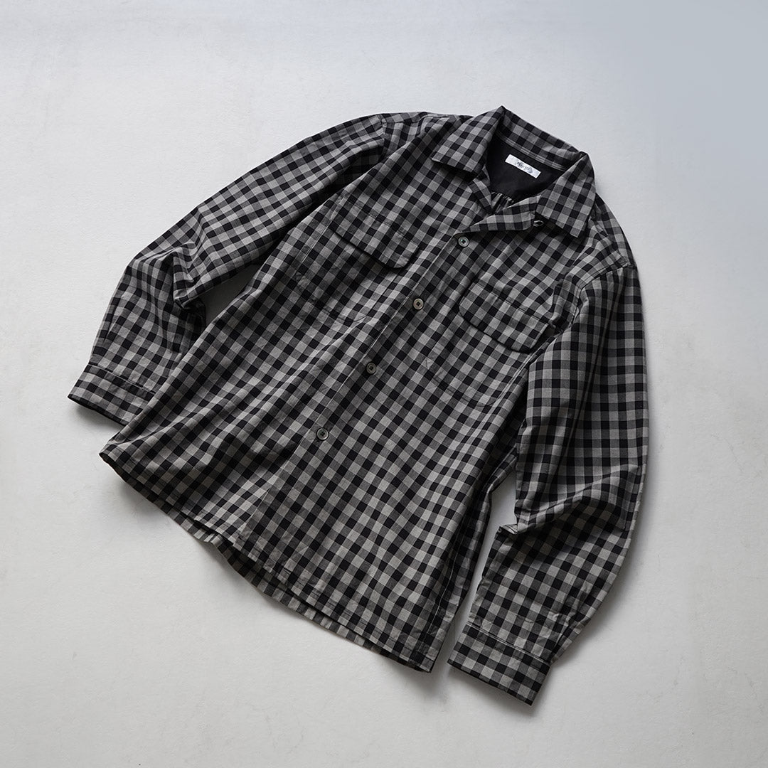 FUJITO / Monotone Plaid Open Collar Shirt