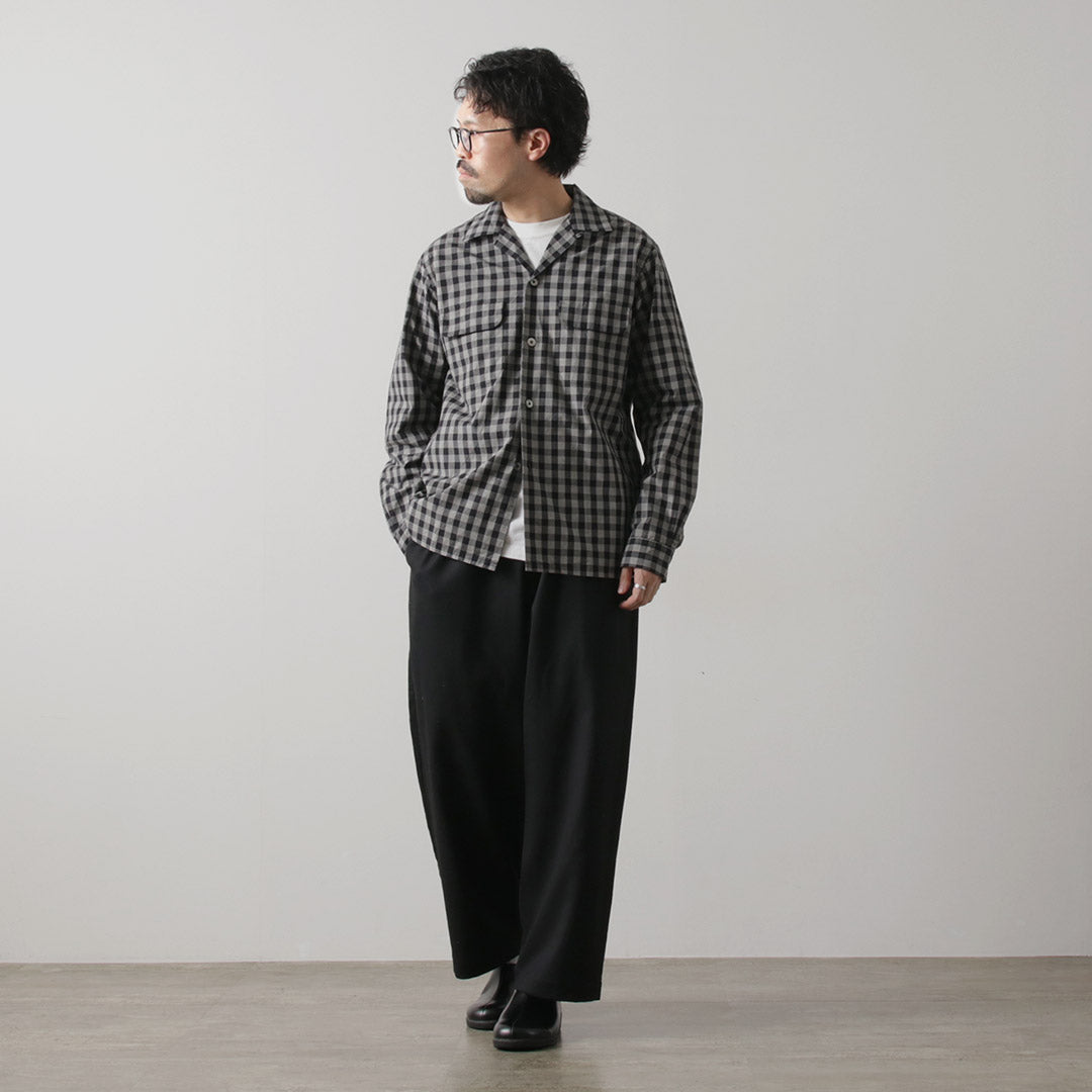 FUJITO / Monotone Plaid Open Collar Shirt