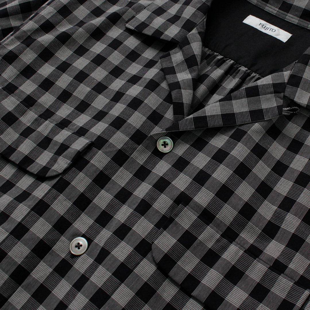 FUJITO / Monotone Plaid Open Collar Shirt