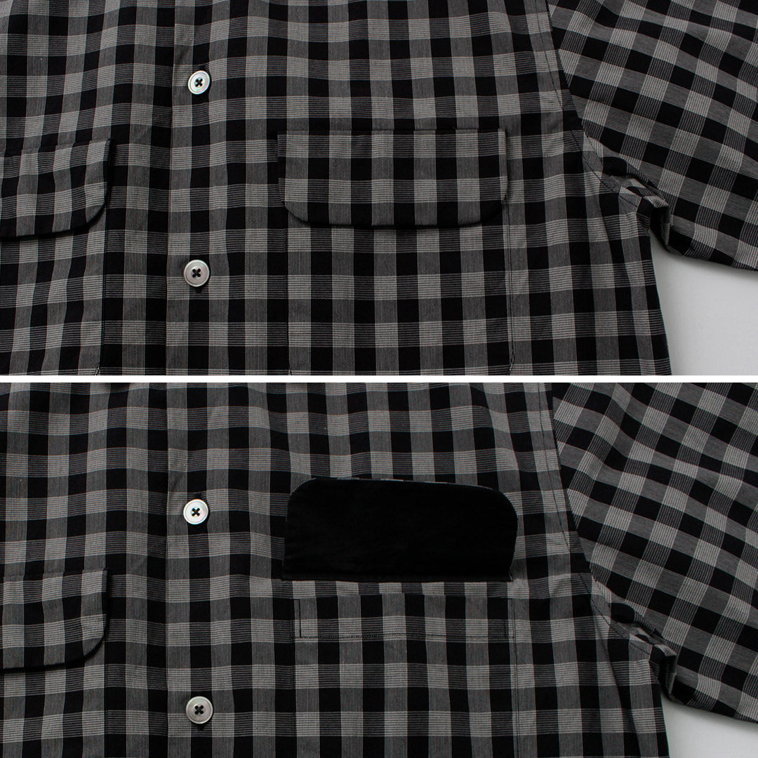 FUJITO / Monotone Plaid Open Collar Shirt