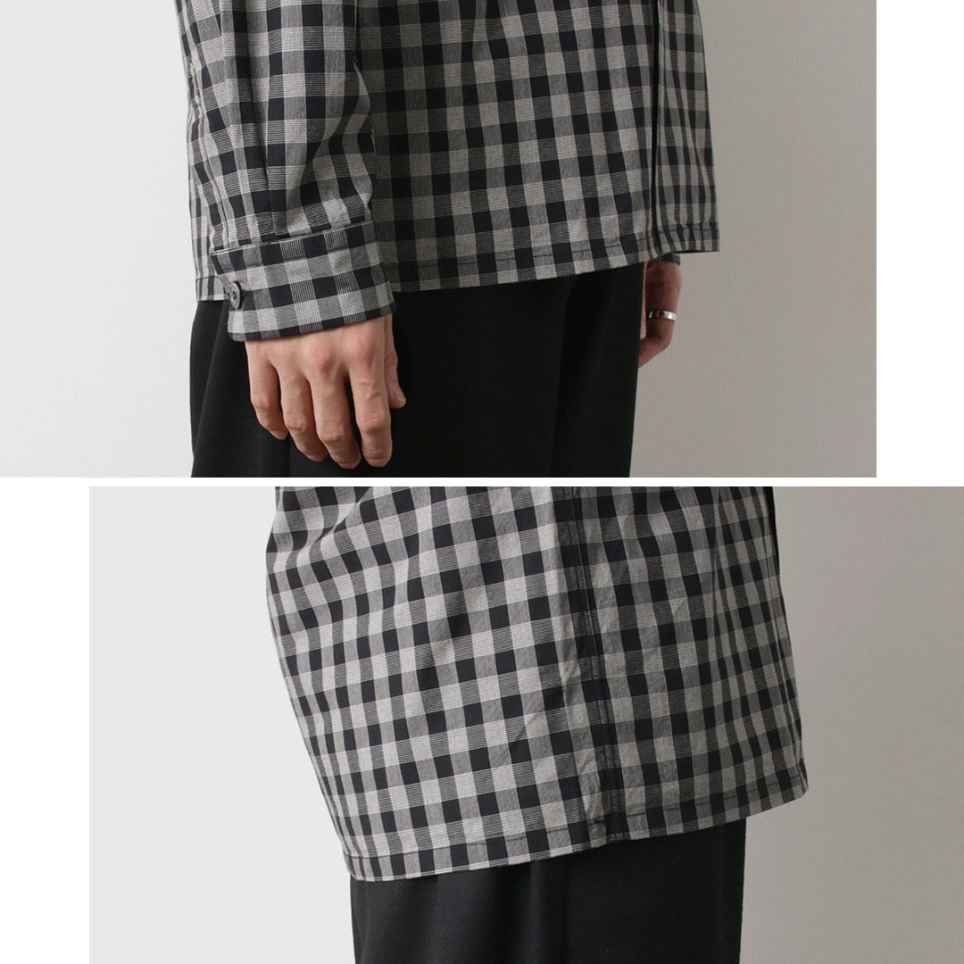 FUJITO / Monotone Plaid Open Collar Shirt