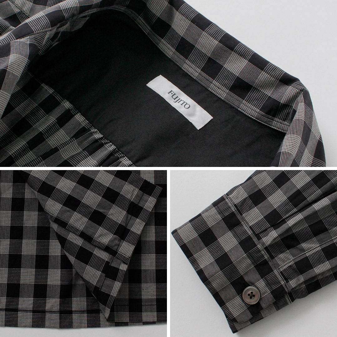 FUJITO / Monotone Plaid Open Collar Shirt