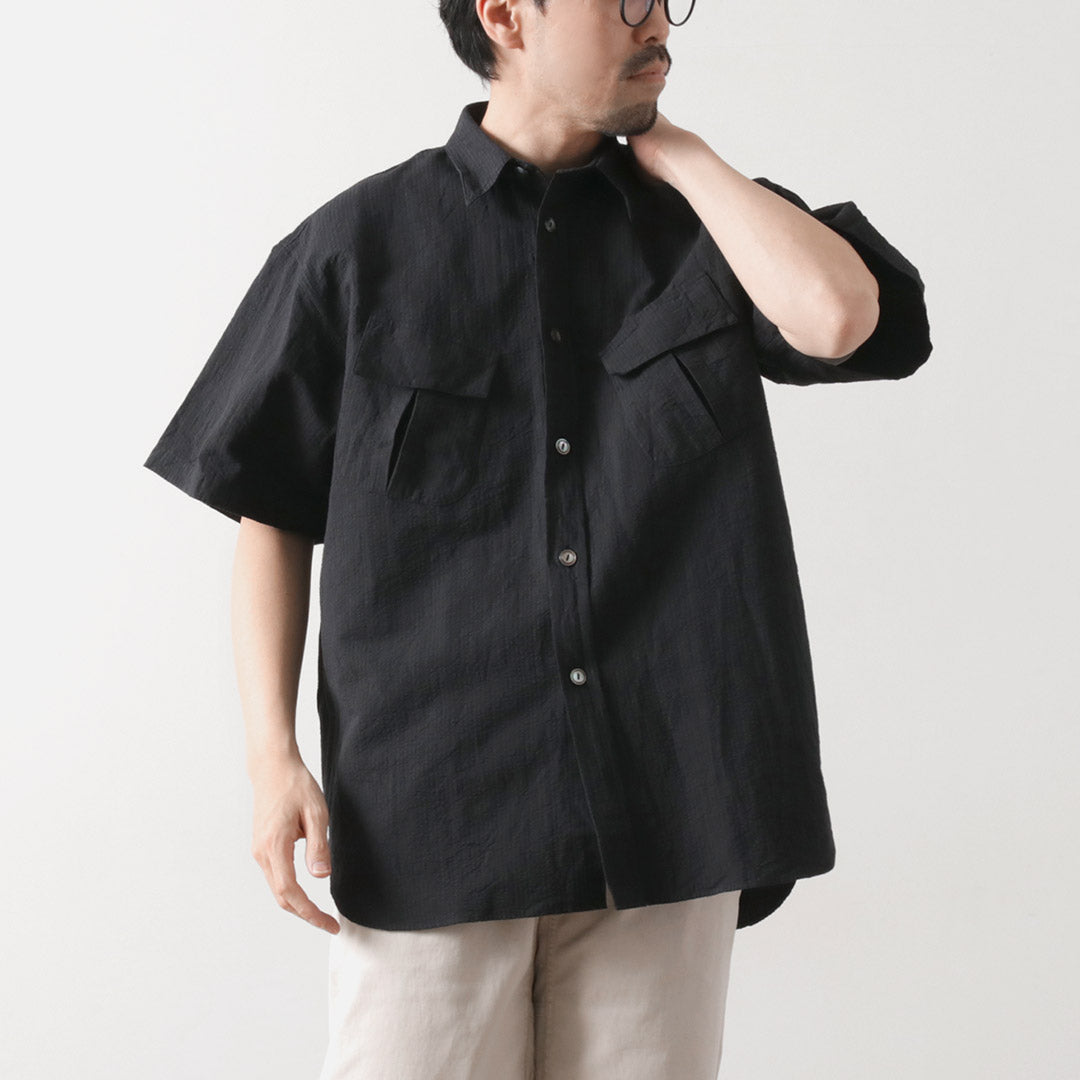 FUJITO / Linen Cotton Seersucker Fatigue Shirt