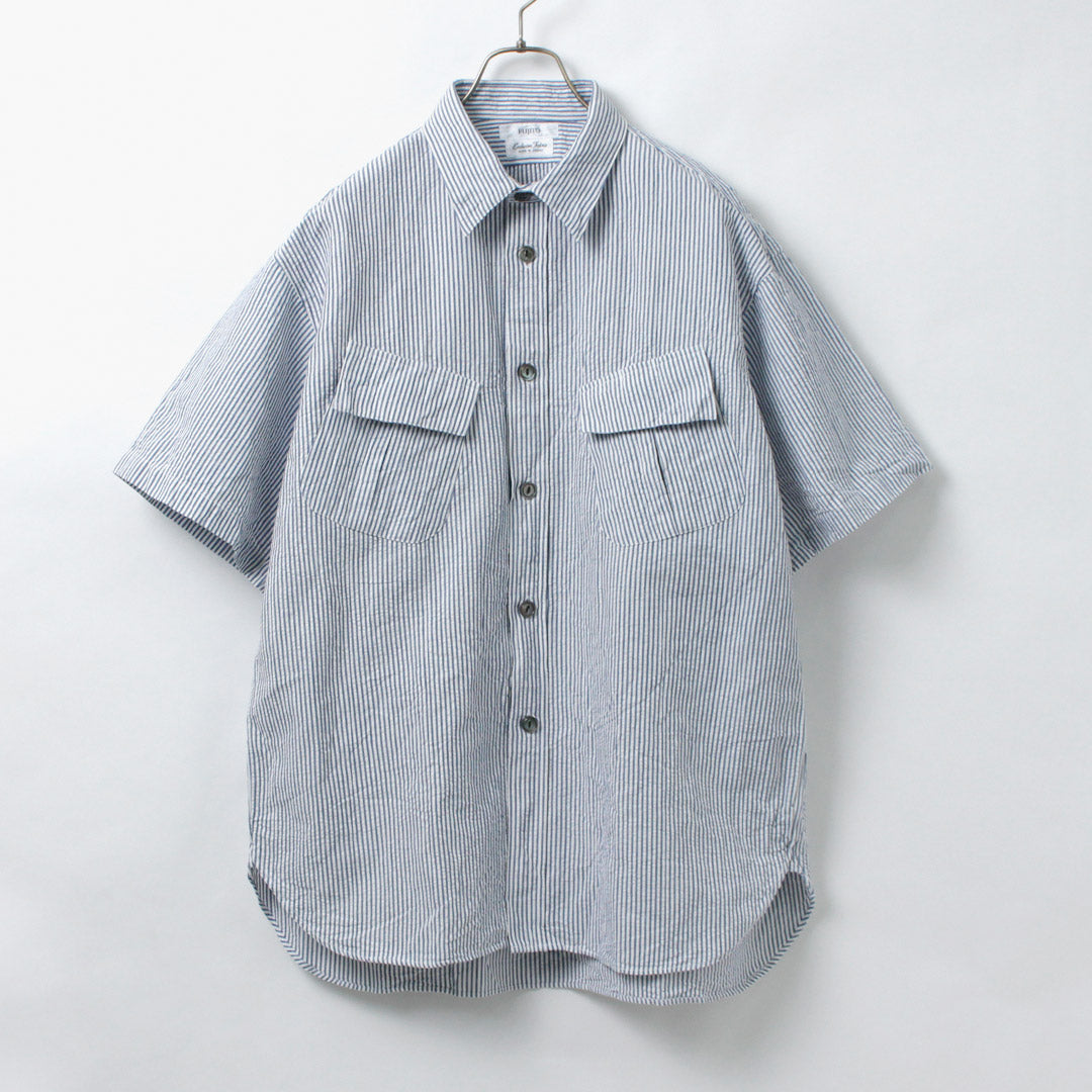 FUJITO / Linen Cotton Seersucker Fatigue Shirt