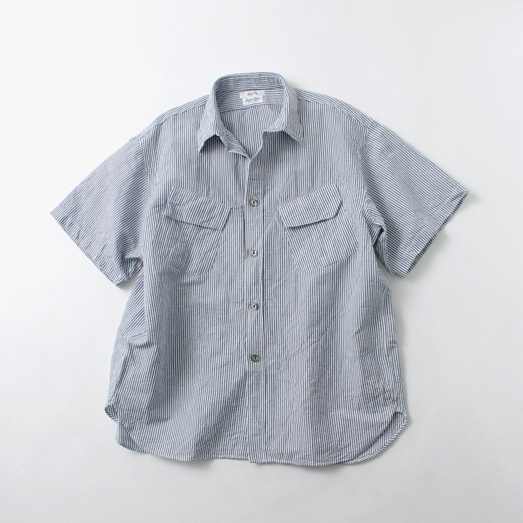 FUJITO / Linen Cotton Seersucker Fatigue Shirt