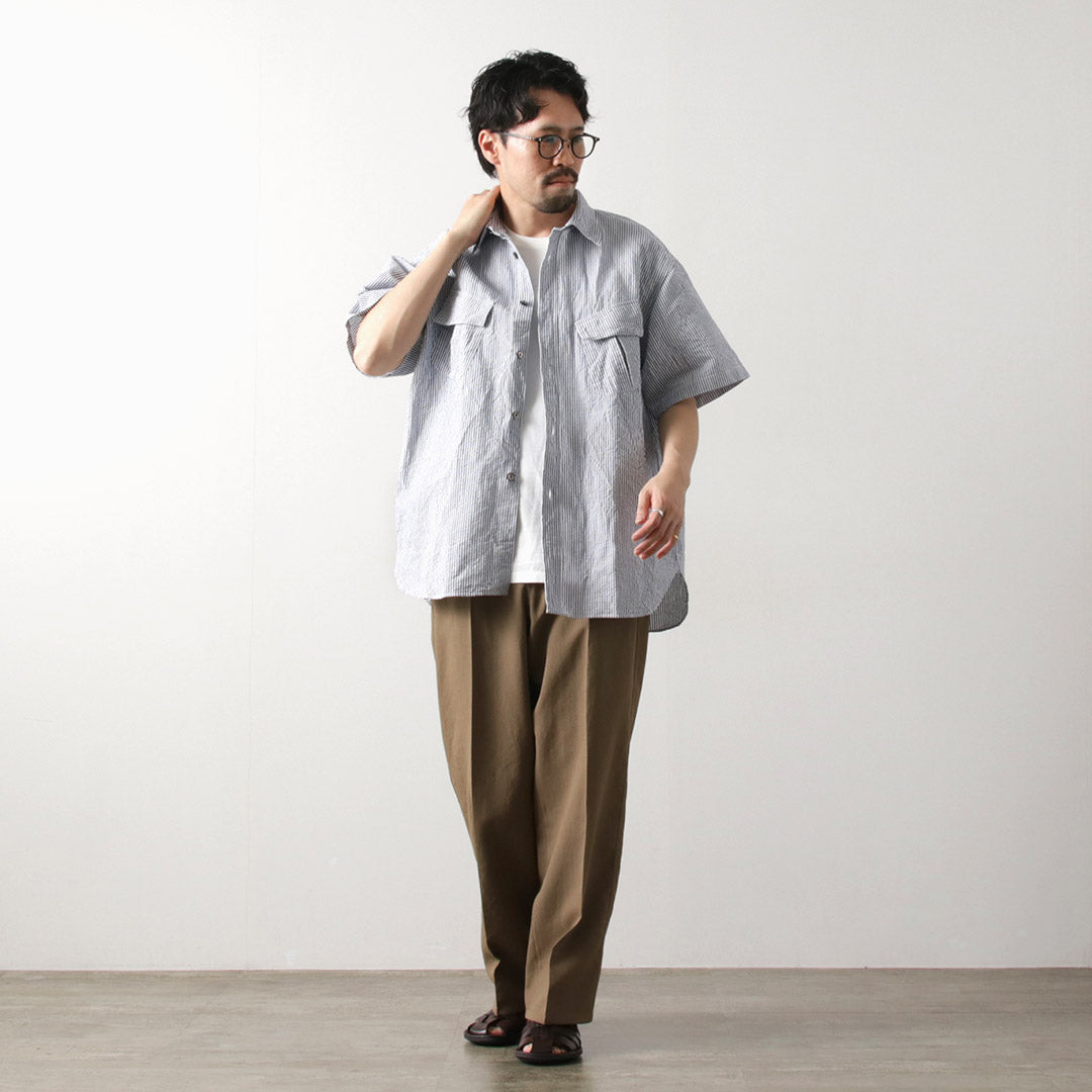 FUJITO / Linen Cotton Seersucker Fatigue Shirt