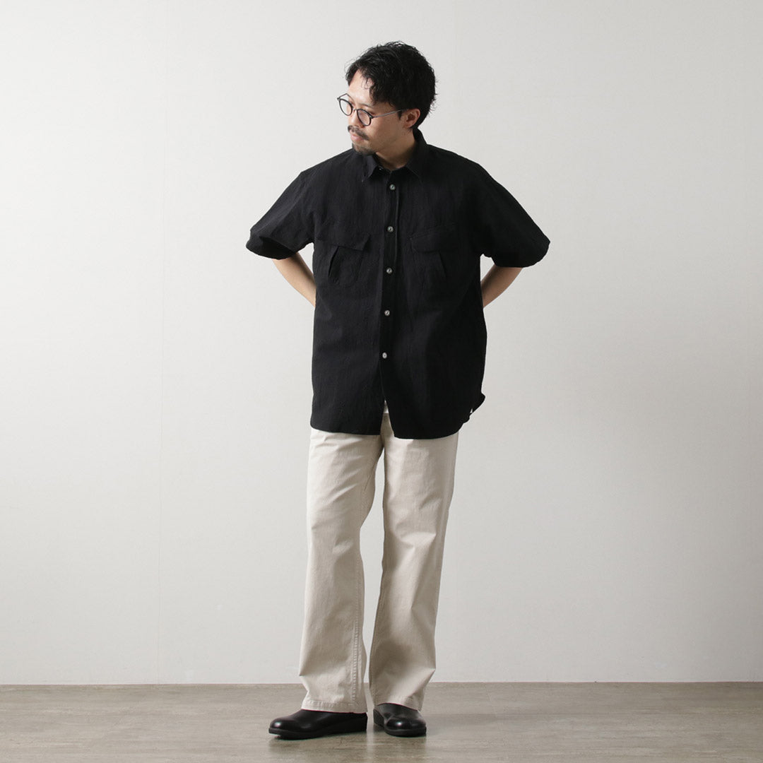 FUJITO / Linen Cotton Seersucker Fatigue Shirt