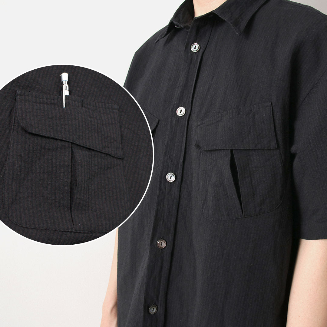 FUJITO / Linen Cotton Seersucker Fatigue Shirt