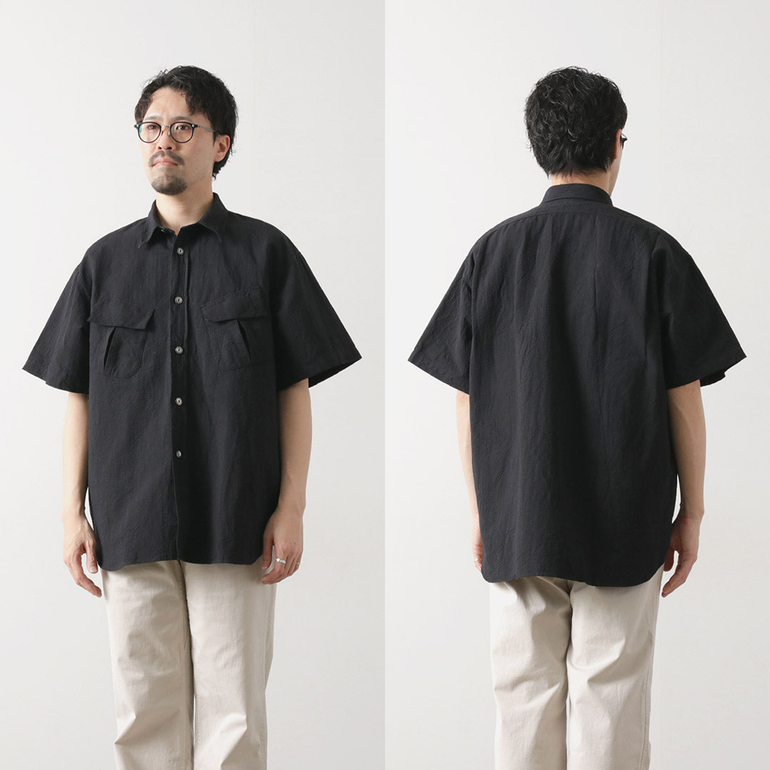 FUJITO / Linen Cotton Seersucker Fatigue Shirt