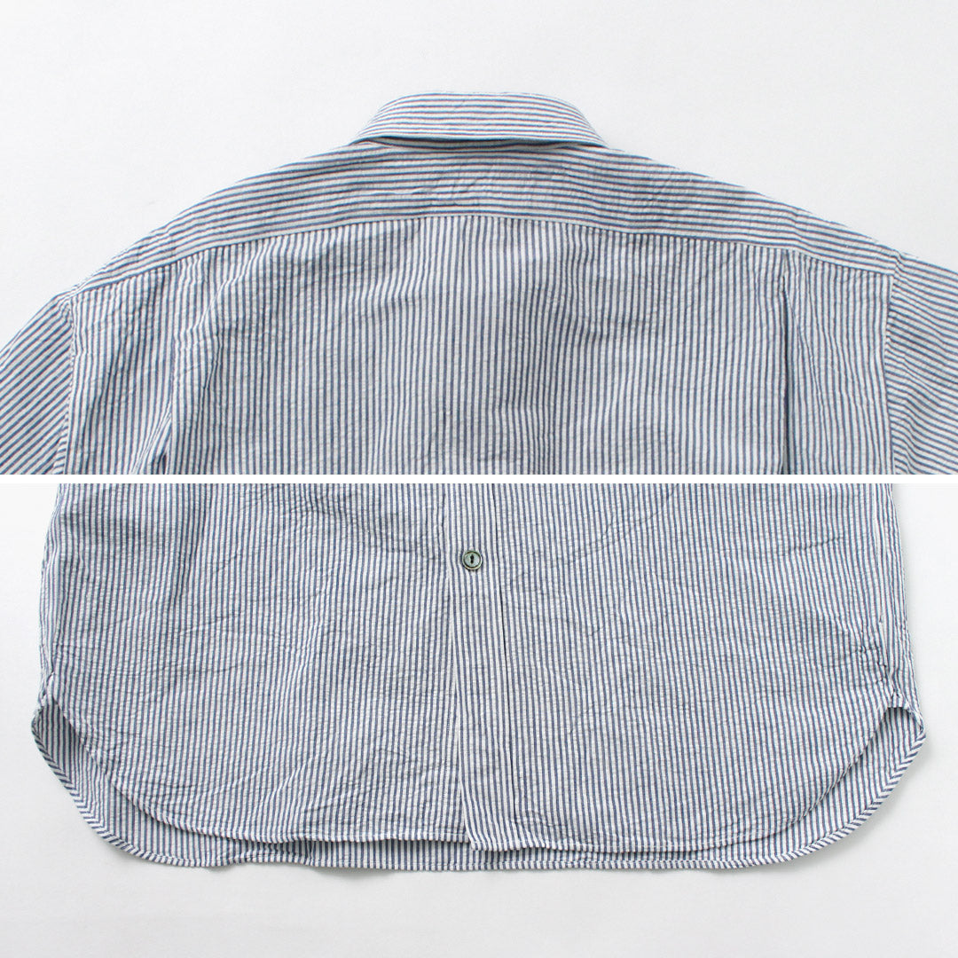 FUJITO / Linen Cotton Seersucker Fatigue Shirt