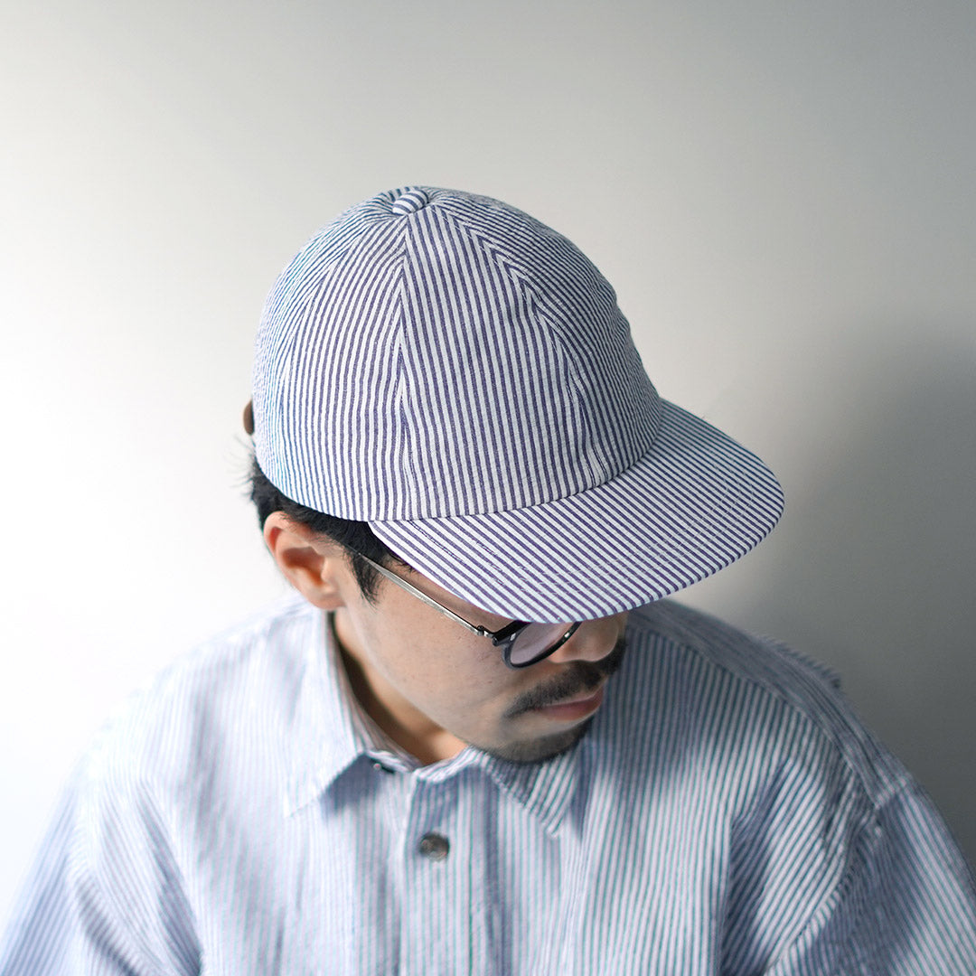 FUJITO / Linen and Cotton Seersucker Baseball Cap