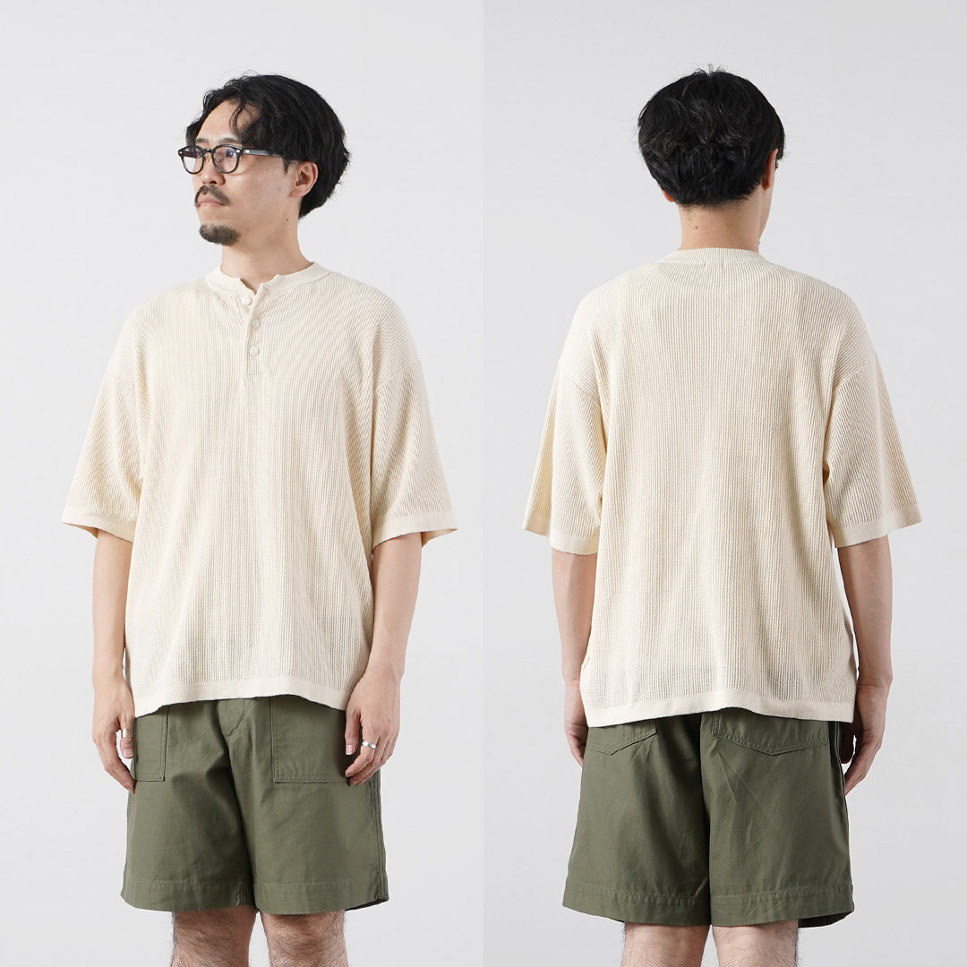 HEALTHKNIT / Henley Neck Short Sleeve Knit T-Shirt 2026 Model
