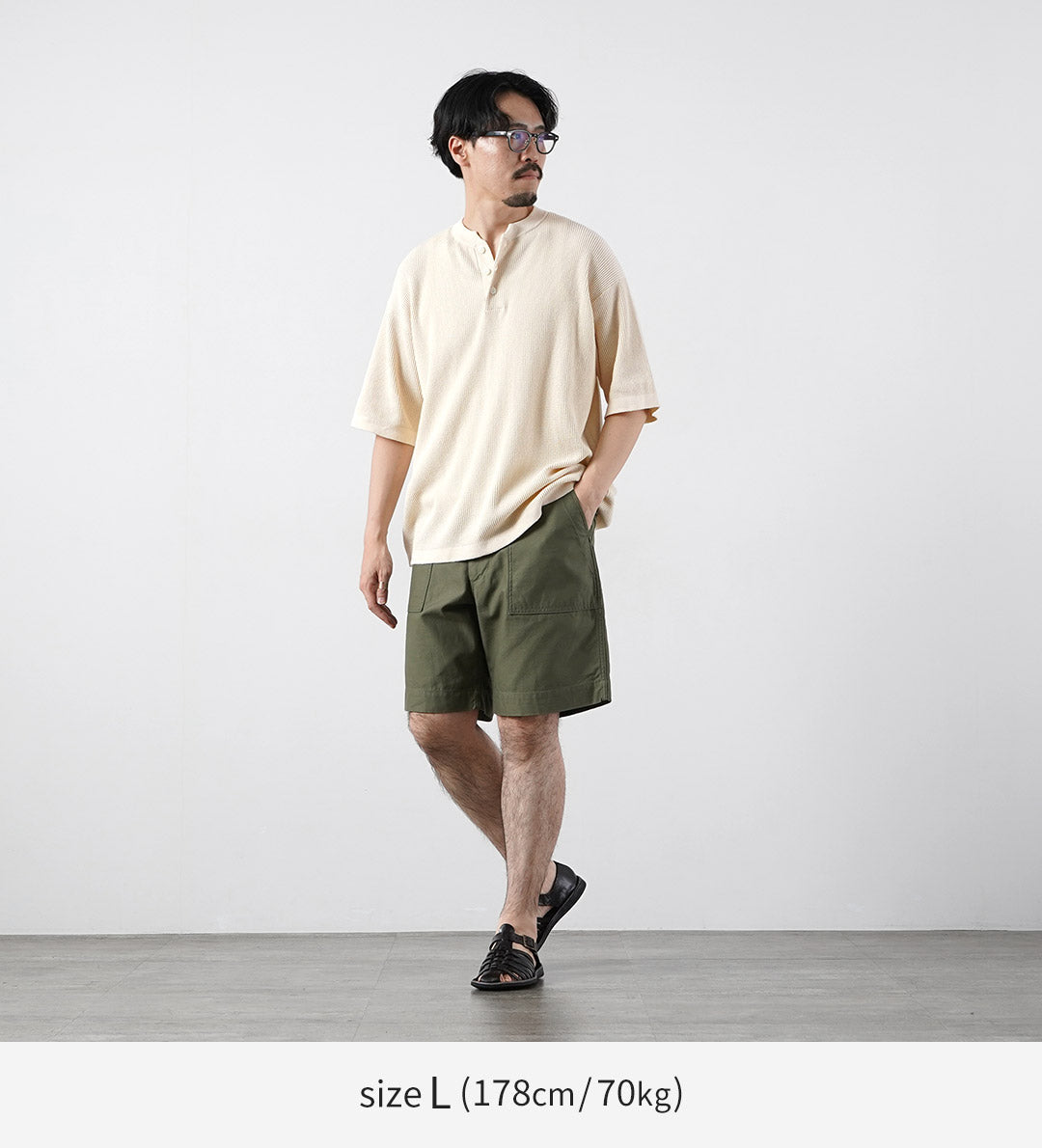 HEALTHKNIT / Henley Neck Short Sleeve Knit T-Shirt 2026 Model