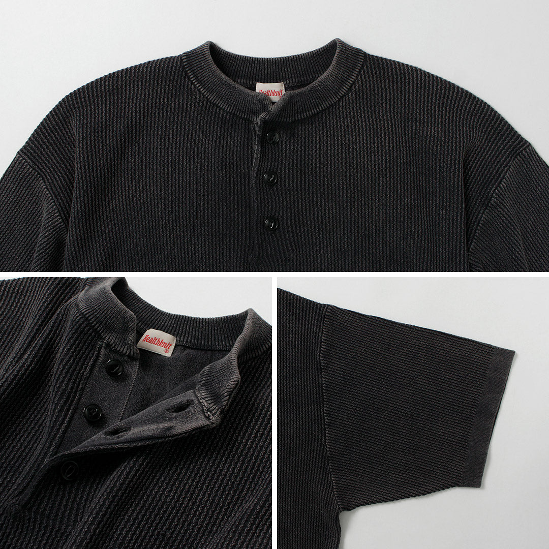 HEALTHKNIT / Henley Neck Short Sleeve Knit T-Shirt 2026 Model