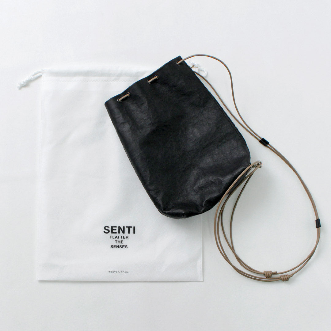 SENTI / Dyneema Leather Drawstring Bag L